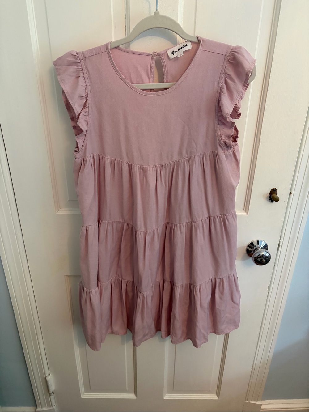 LA Made Pink Tiered Ruffle Sleeve Casual Dress